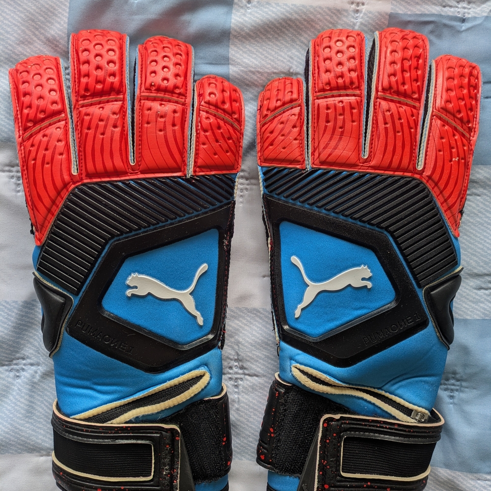 Puma Red and Blue Goalkeeper Gloves